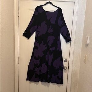 Chico's Black and Purple Long Sleeve Dress